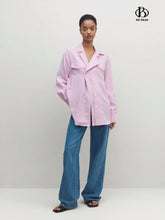 BIZwear Women's Casual Striped Printed Drop Shoulder Casual Long Sleeve Shirt